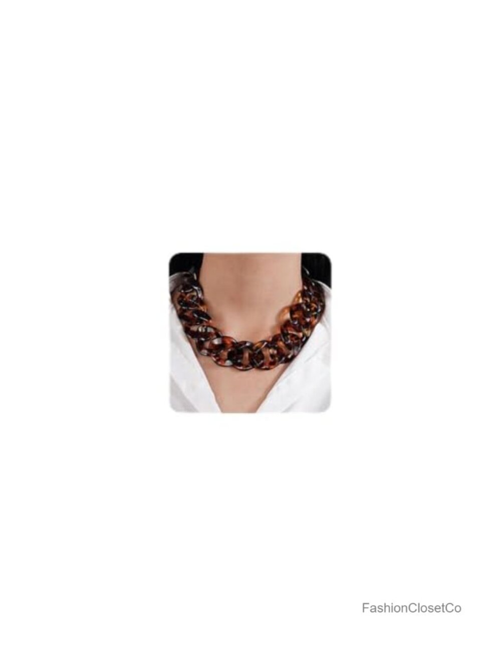 Acrylic Tortoise Link Cuban Chain Choker Necklace for Women Statement